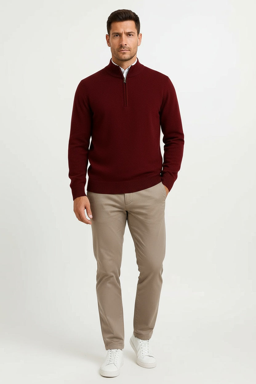 Men's Half Zip Sweater Wool Loose Fit Autumn Winter 7