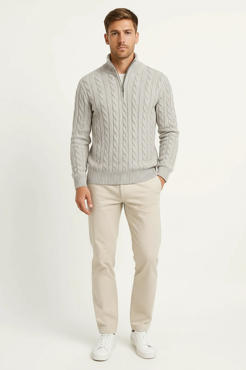 Men's Quarter Zip Sweater Dense Knit Warmth Heavyweight 0