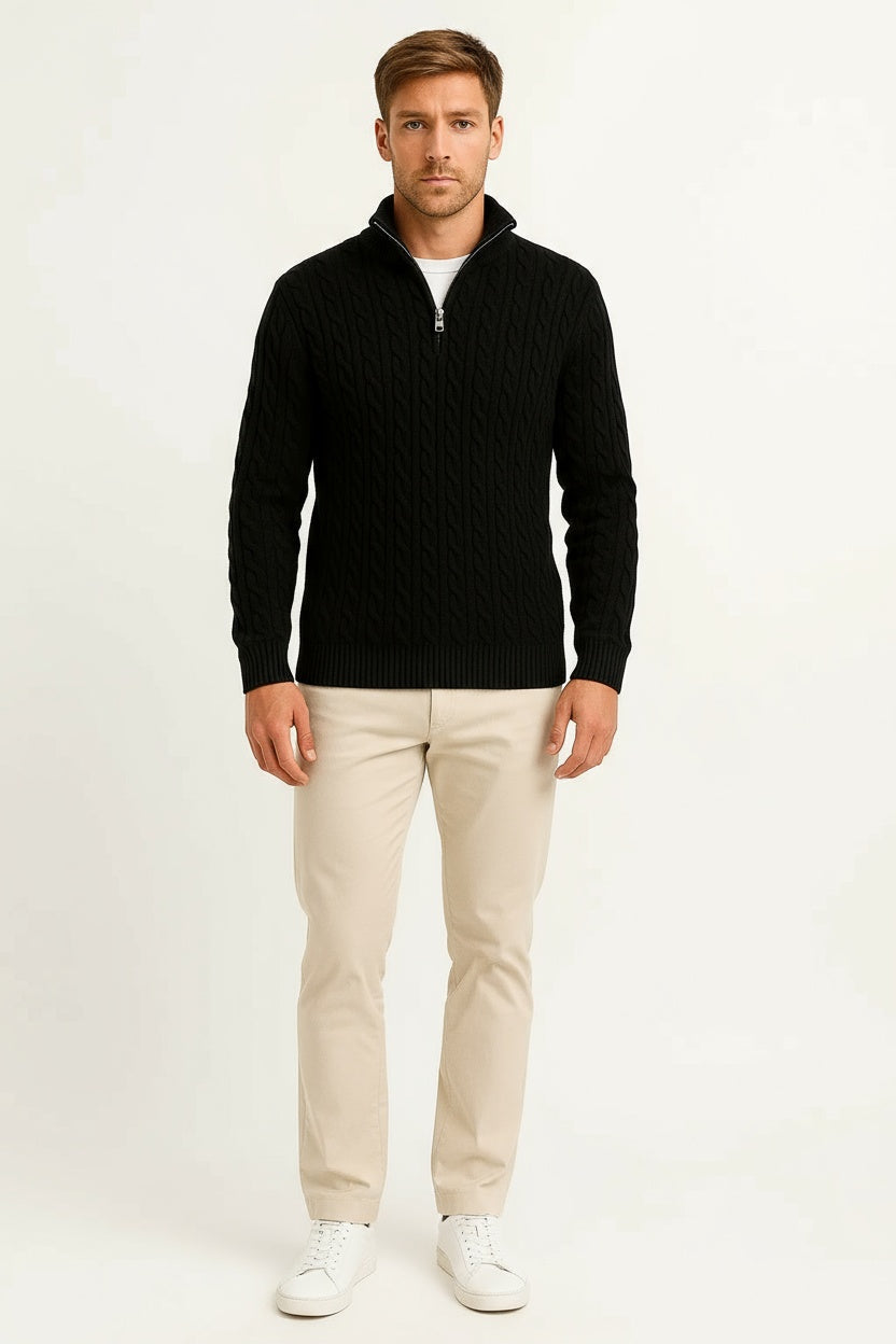 Men's Quarter Zip Sweater Dense Knit Warmth Heavyweight 5