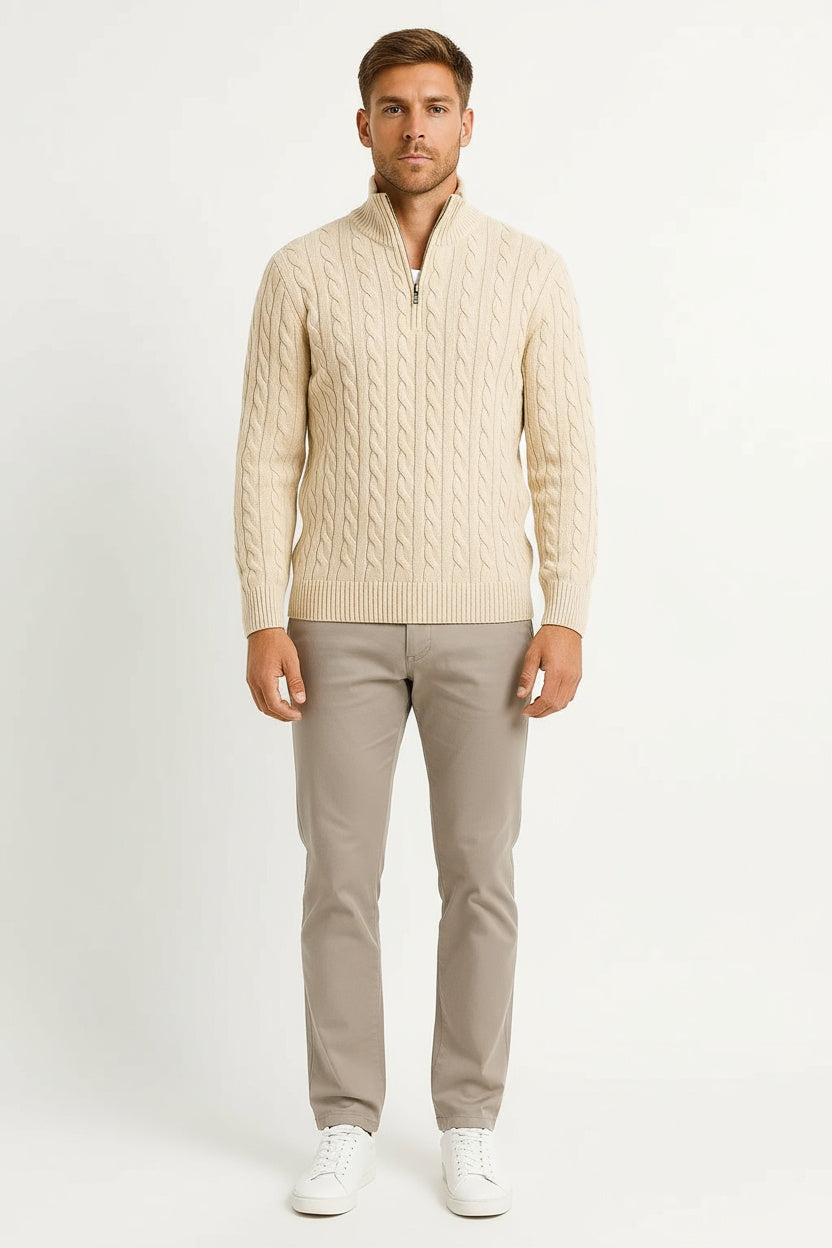 Men's Quarter Zip Sweater Dense Knit Warmth Heavyweight 6