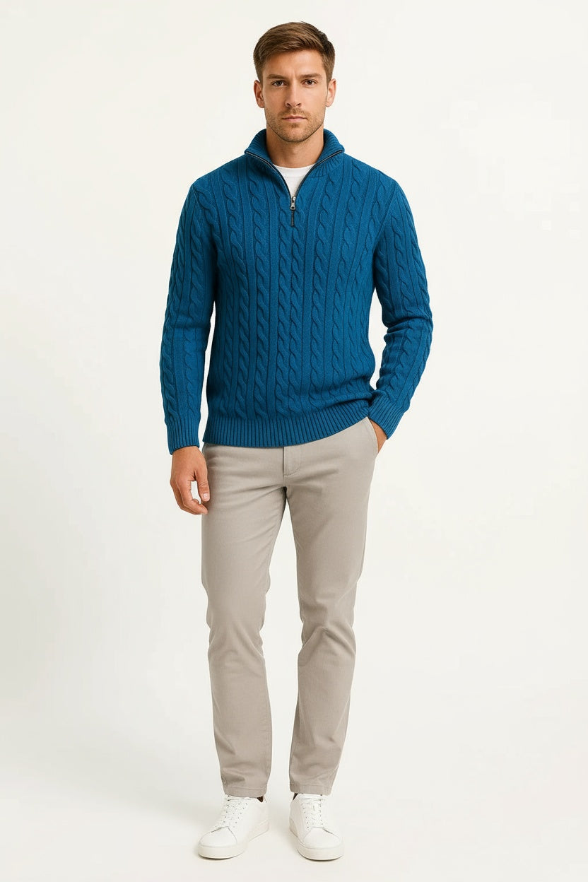 Men's Quarter Zip Sweater Dense Knit Warmth Heavyweight 7