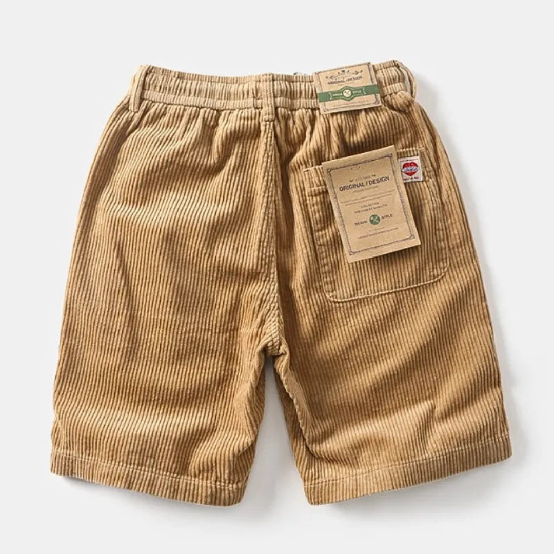 Men's Shorts Corduroy Soft Fabric Elastic Waistband Deep Side Pockets Casual Design 1