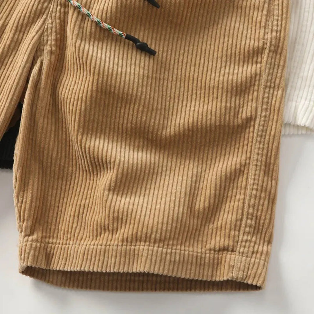 Men's Shorts Corduroy Soft Fabric Elastic Waistband Deep Side Pockets Casual Design 2