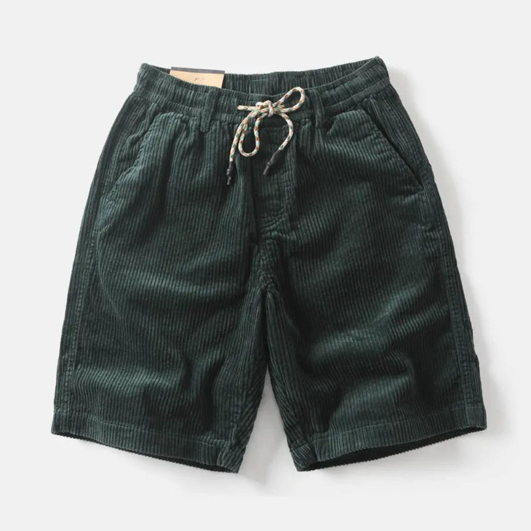 Men's Shorts Corduroy Soft Fabric Elastic Waistband Deep Side Pockets Casual Design 3