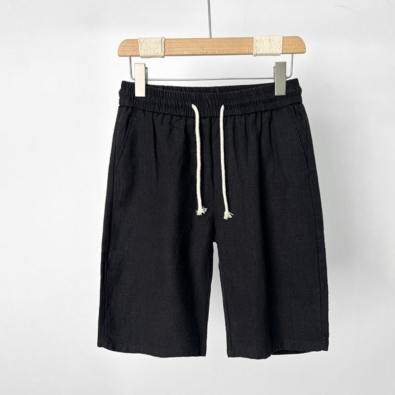 Men's Shorts Cotton-Linen Blend Adjustable Waist Relaxed Fit Casual Design 0