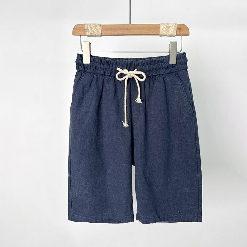 Men's Shorts Cotton-Linen Blend Adjustable Waist Relaxed Fit Casual Design 1