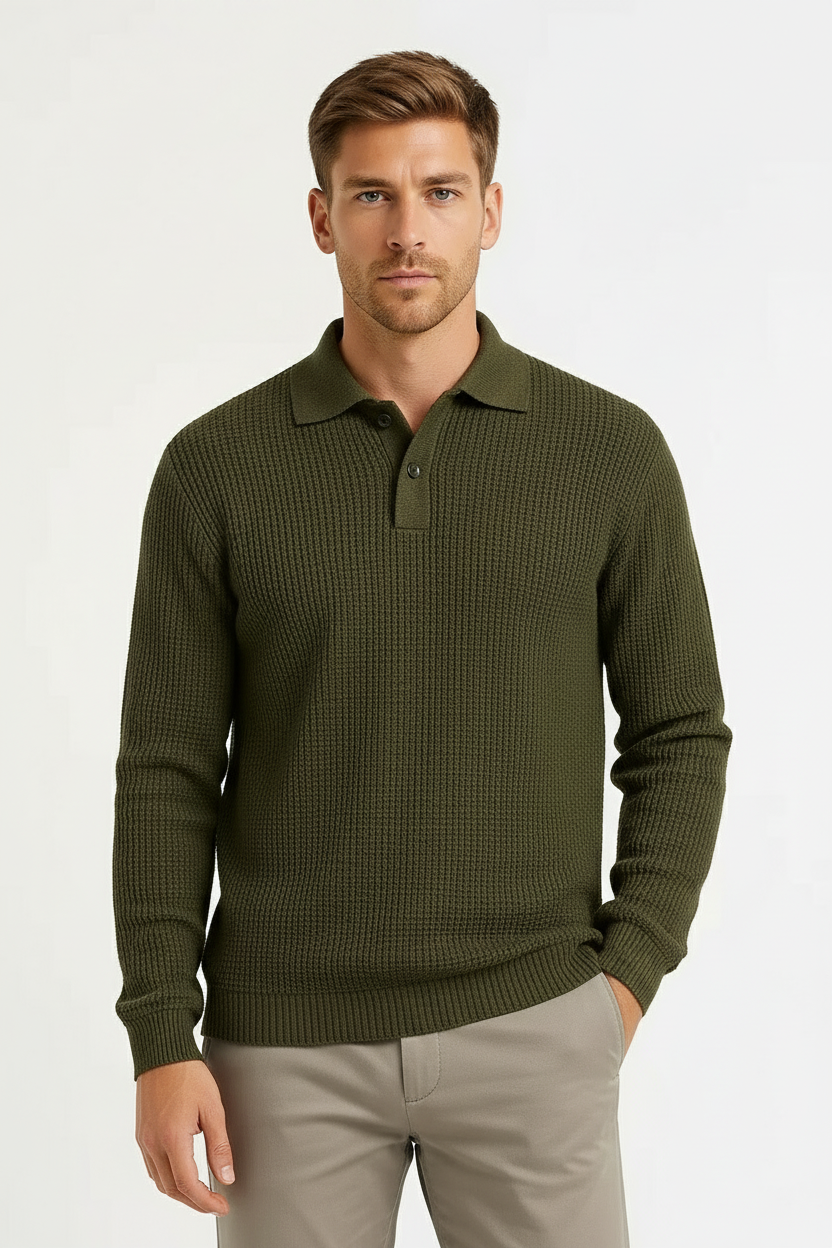 Men's Sweater Acrylic Long Sleeve Shirt Collar Gray 0