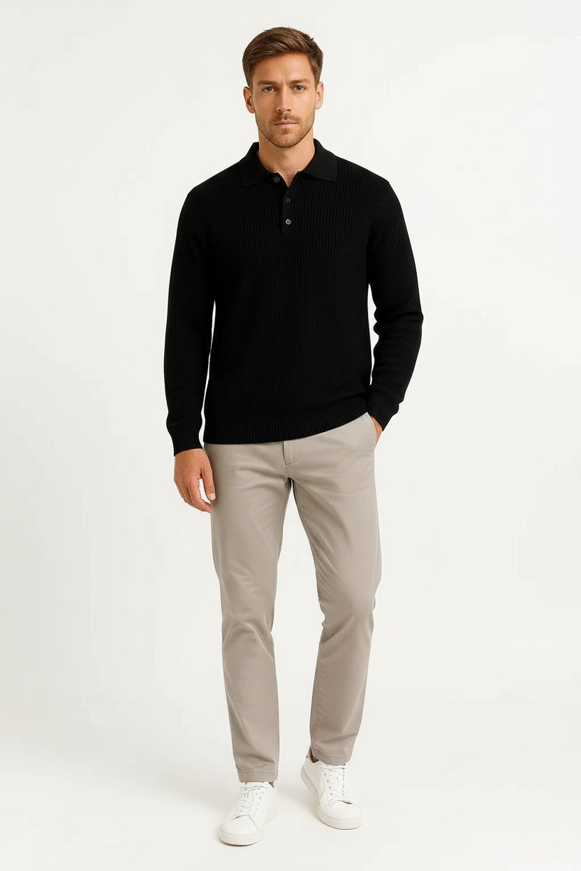 Men's Sweater Acrylic Long Sleeve Shirt Collar Gray 7