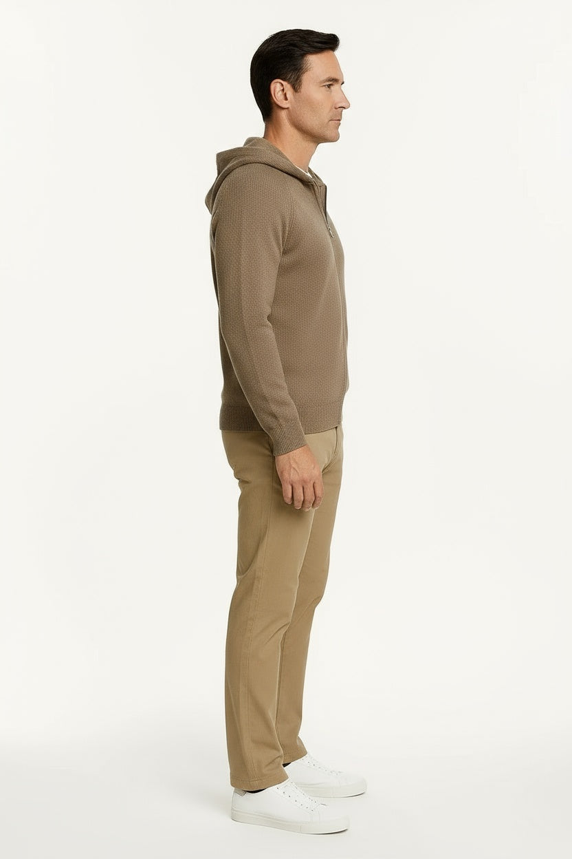 Men's Zip Up Cardigan Wool Hooded Sweater with Zipper Closure 2