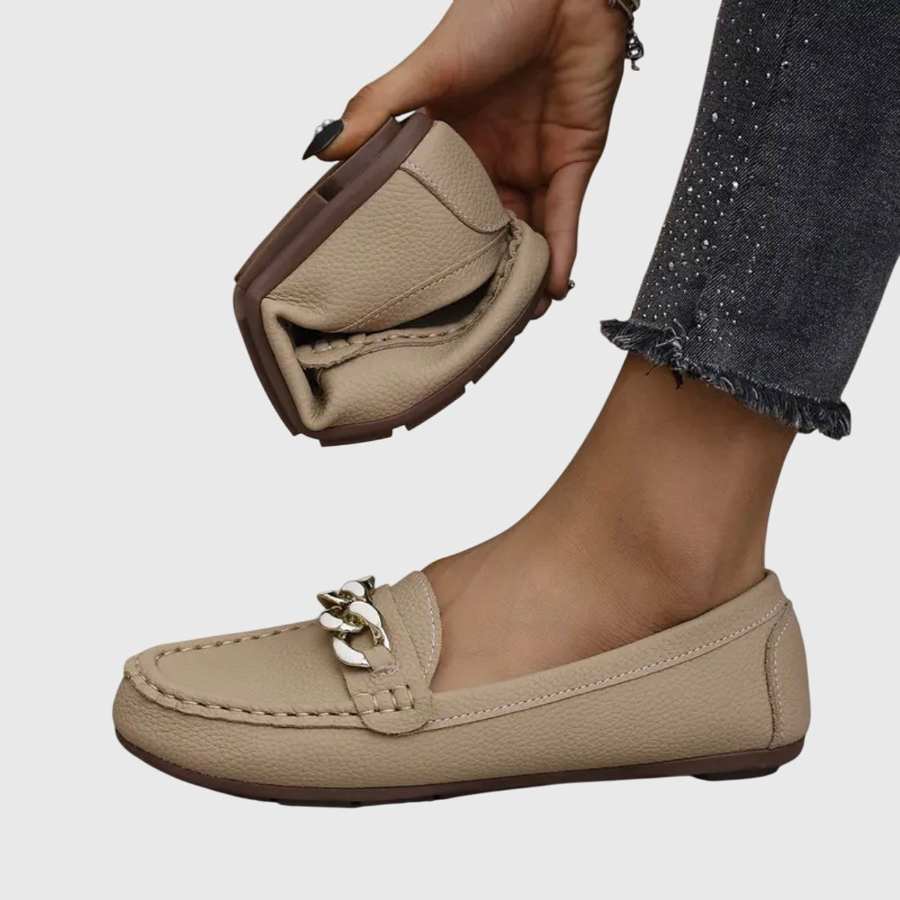 Mia | Women's Loafers with Gold-Chain Detail 4