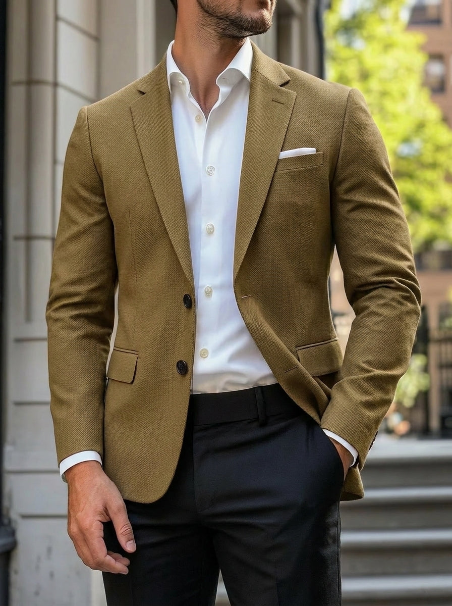 Men's Blazer Jacket Two-Button Casual Polyester