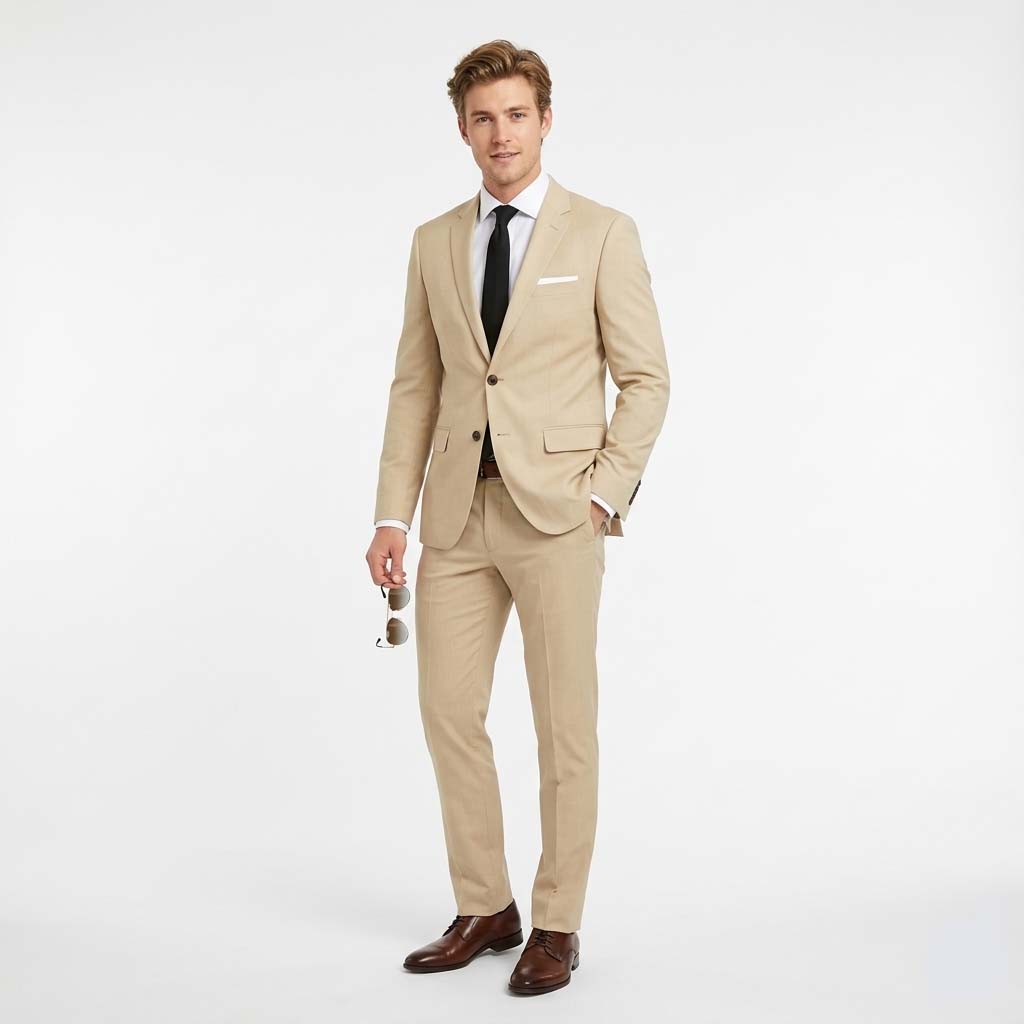 Men's Suit Tailored Slim Fit Ensemble Wool