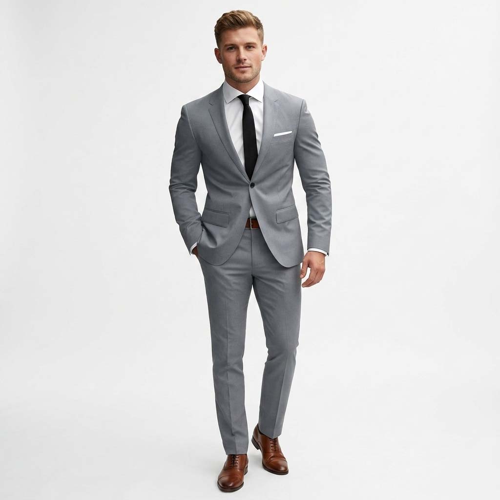 Men's Suit Tailored Slim Fit Ensemble Wool