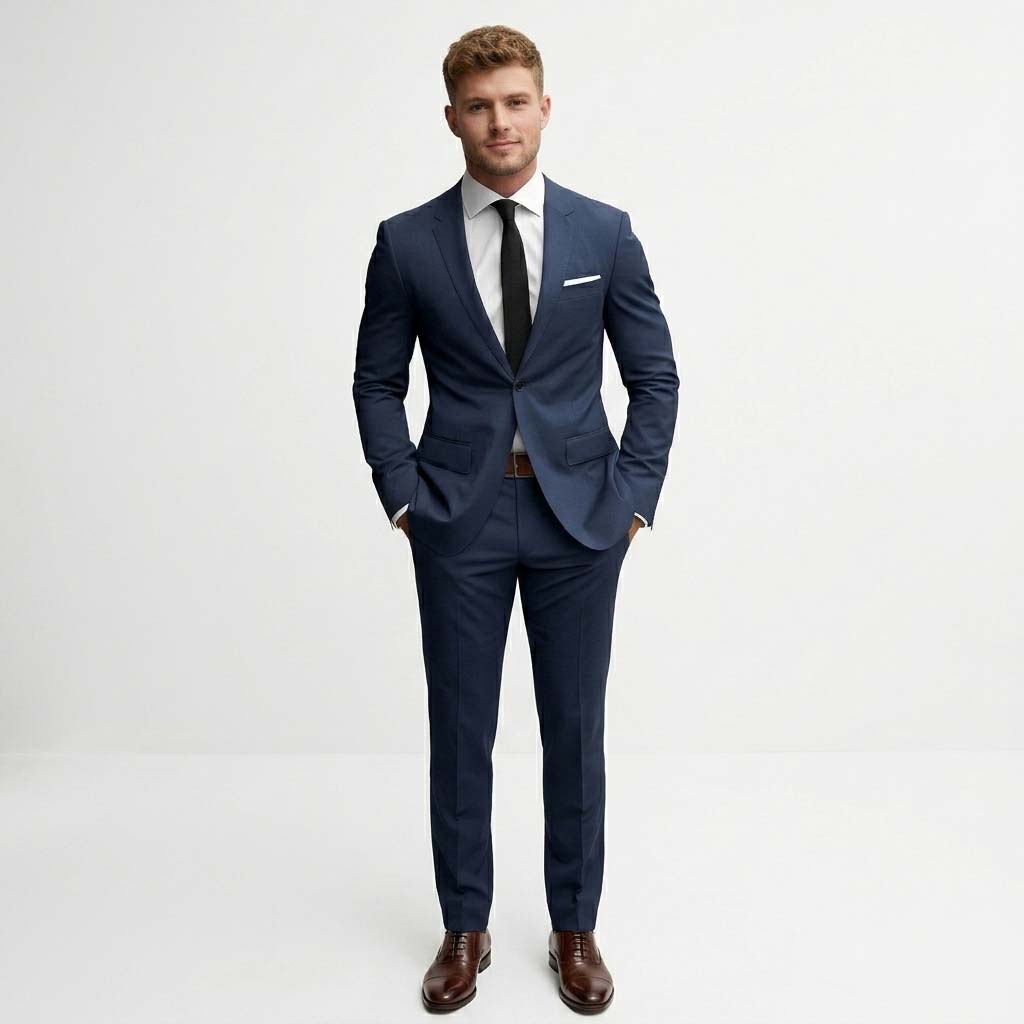 Men's Suit Tailored Slim Fit Ensemble Wool