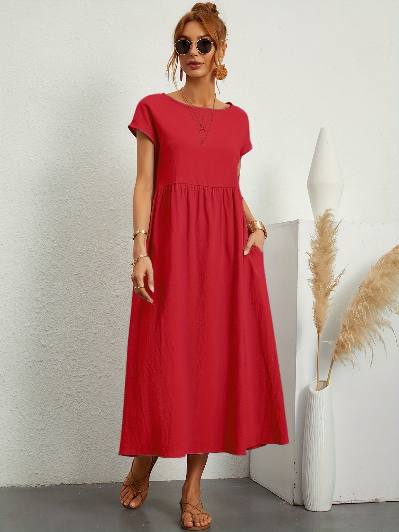 Women's Lightweight Dress V-Neck Sleeveless Floral Casual