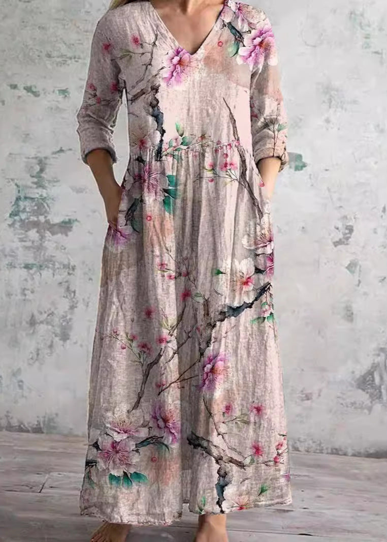 Women's Floral Dress Light & Effortless V-Neck Short Sleeve Casual