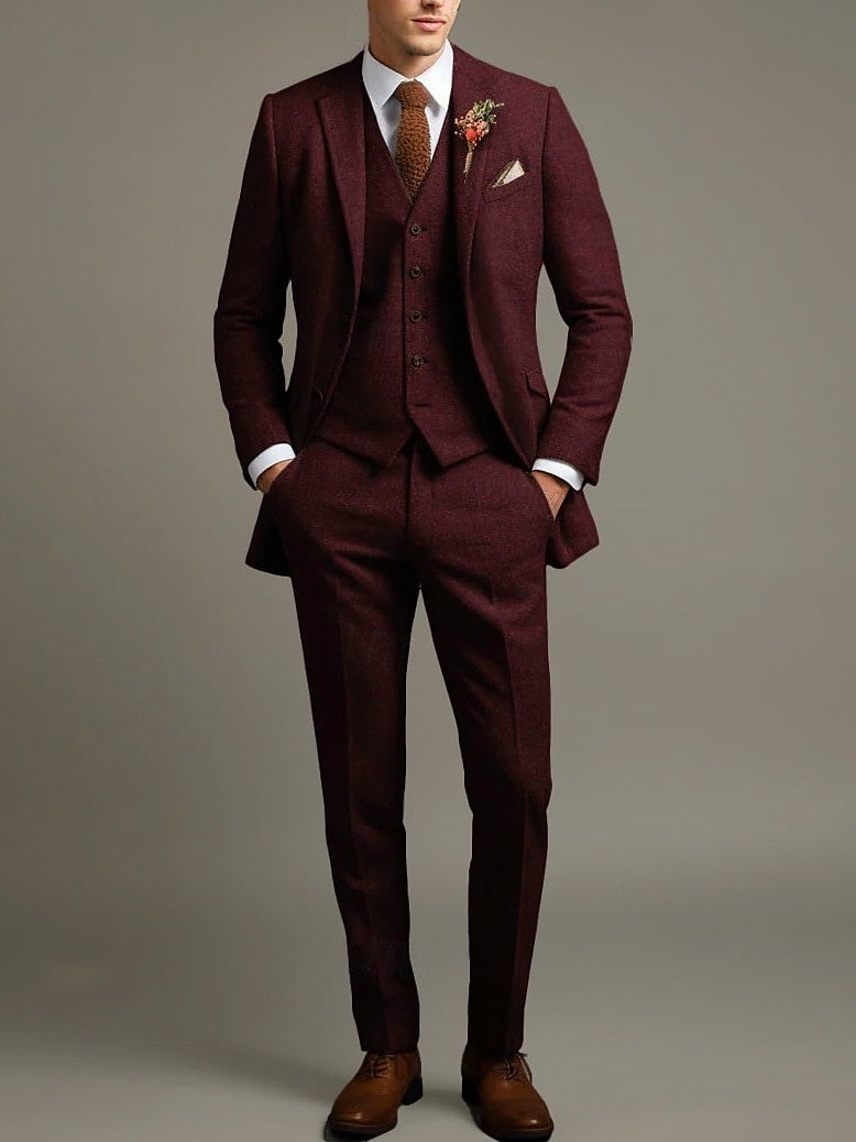Men's Wedding Suit Tweed 3 Piece Tailored Set