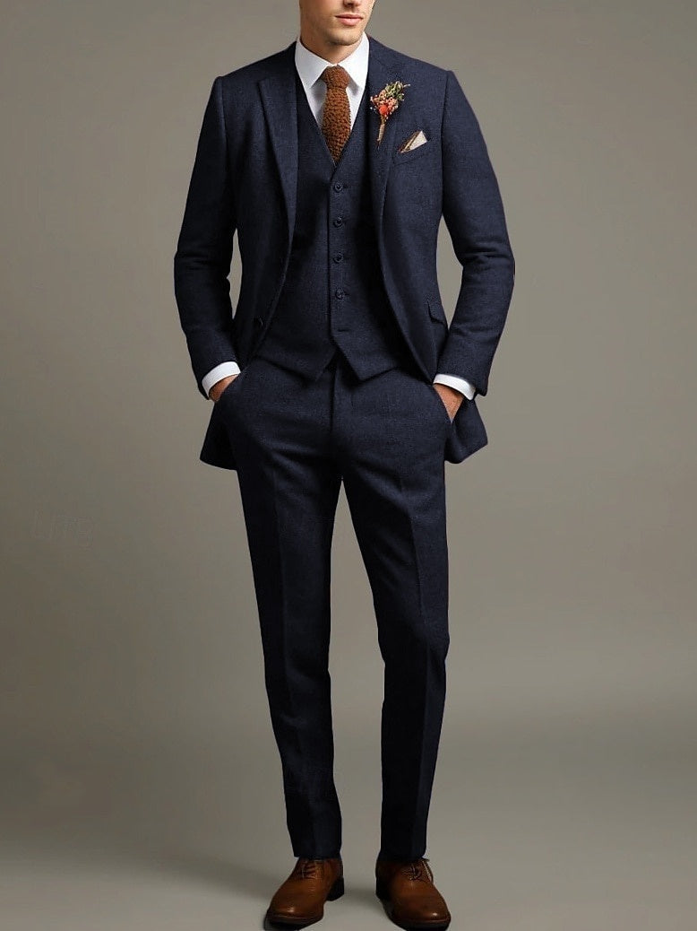 Men's Wedding Suit Tweed 3 Piece Tailored Set