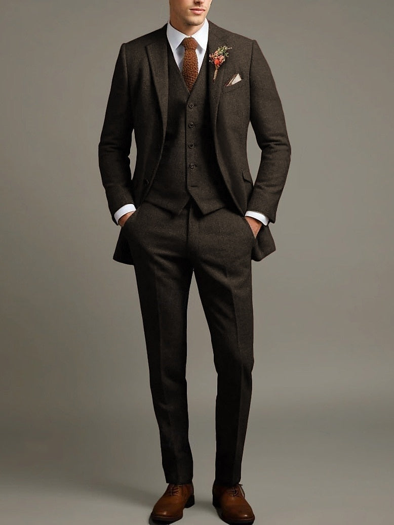Men's Wedding Suit Tweed 3 Piece Tailored Set