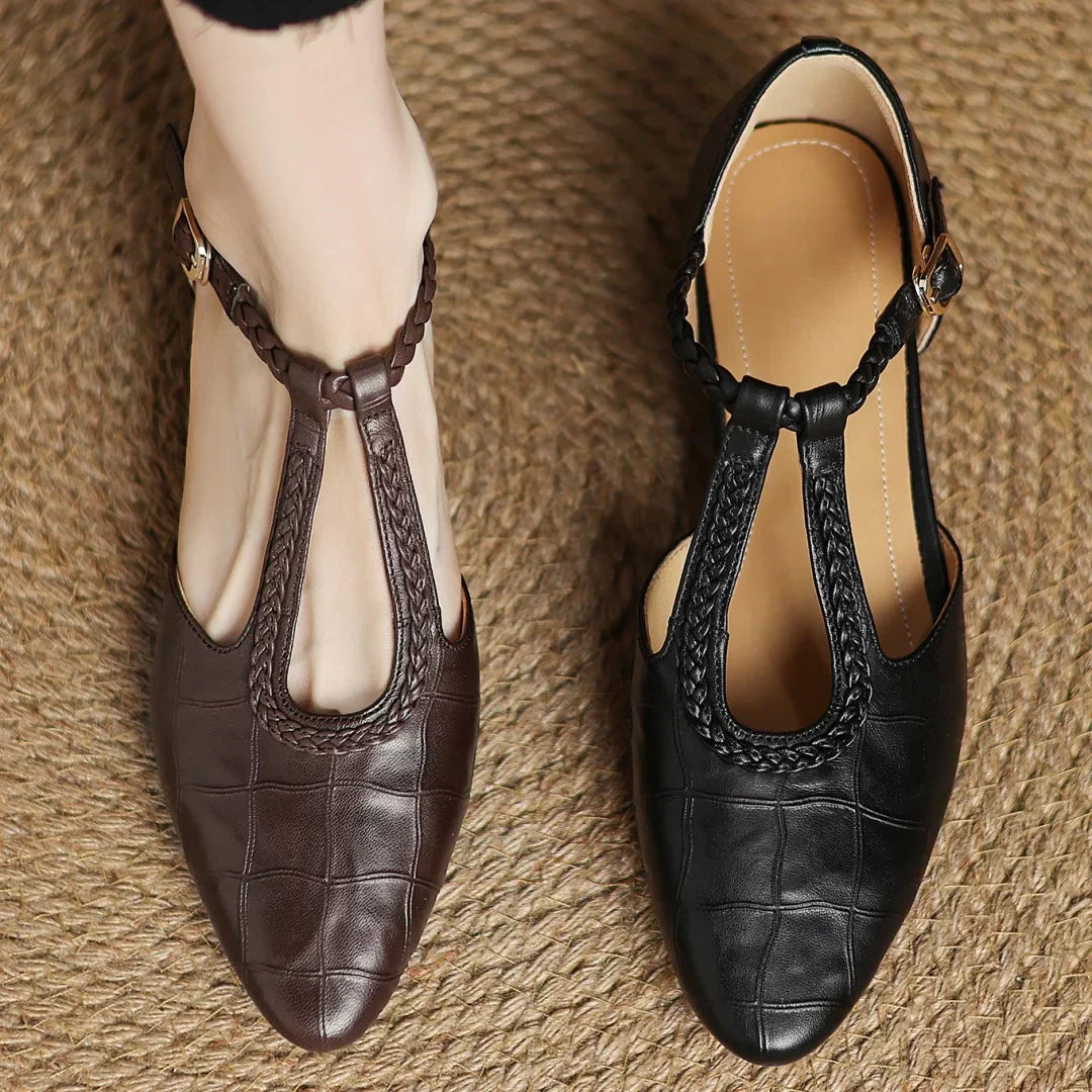 Women's T-Strap Mary Jane Flats Pointed Toe Casual Footwear