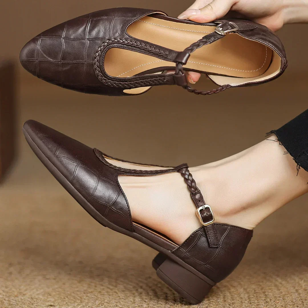 Women's T-Strap Mary Jane Flats Pointed Toe Casual Footwear