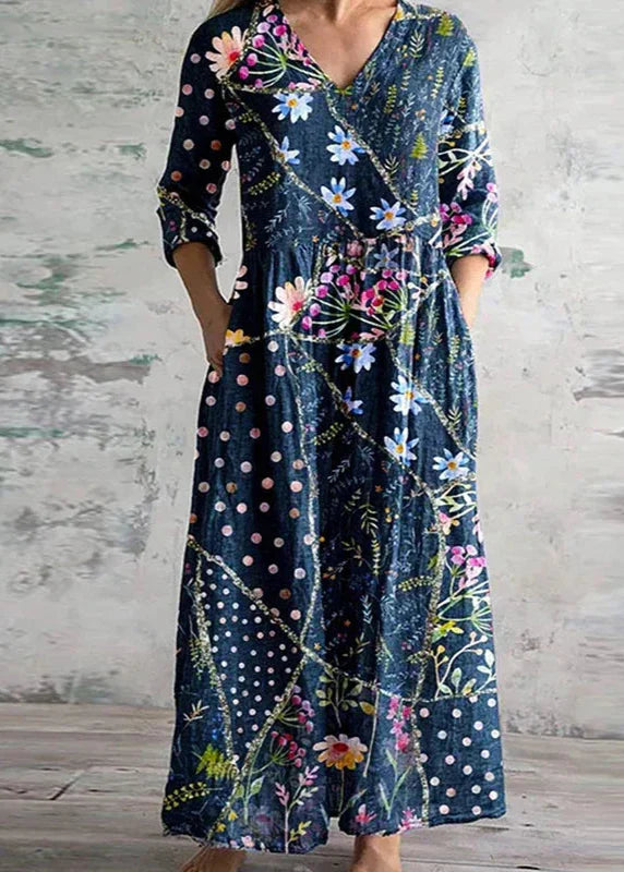 Women's Floral Dress Light & Effortless V-Neck Short Sleeve Casual