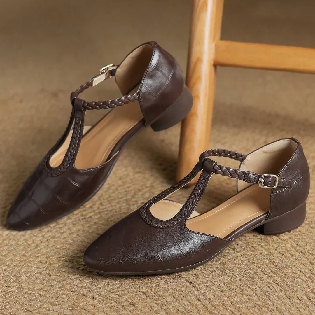 Women's T-Strap Mary Jane Flats Pointed Toe Casual Footwear