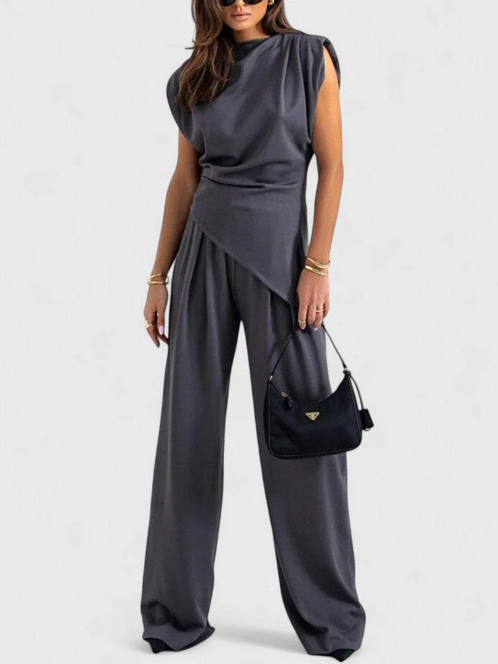 Sharon | Women's Elegant Sleeveless Top and Pants Set 1