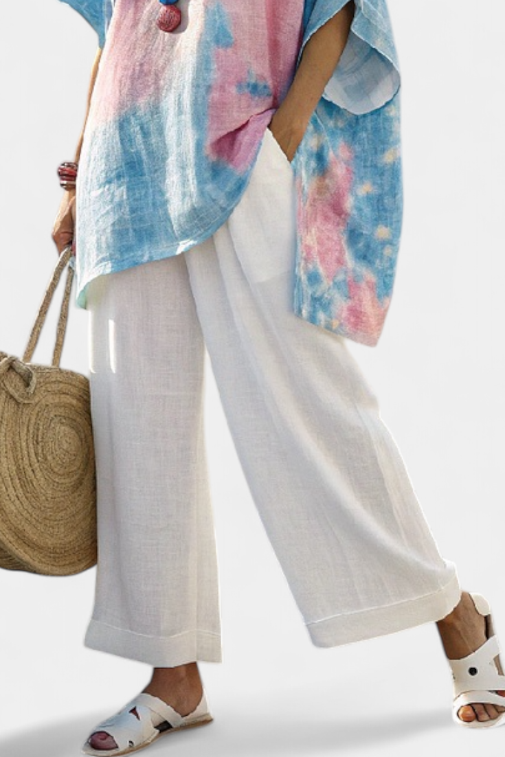 Vera | Women's Relaxed Linen Blouse & Striped Pants 3