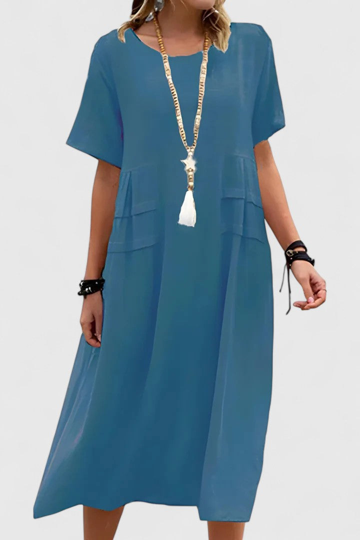 Women Midi Dress Polyester Tummy-Smoothing Fit Versatile Design 2