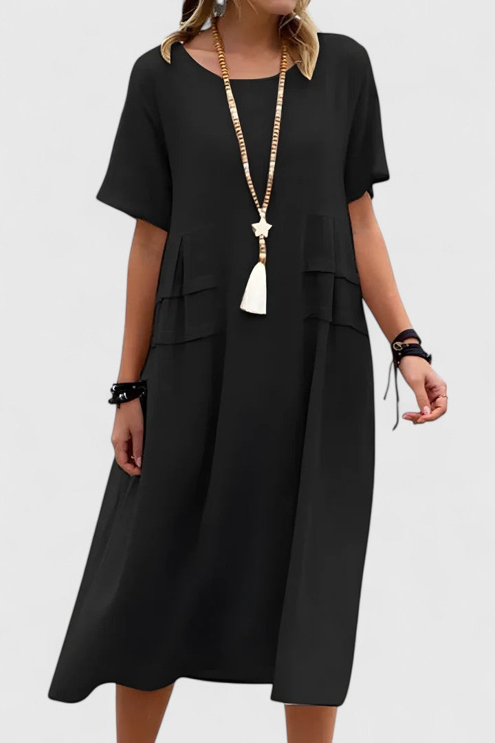 Women Midi Dress Polyester Tummy-Smoothing Fit Versatile Design 4