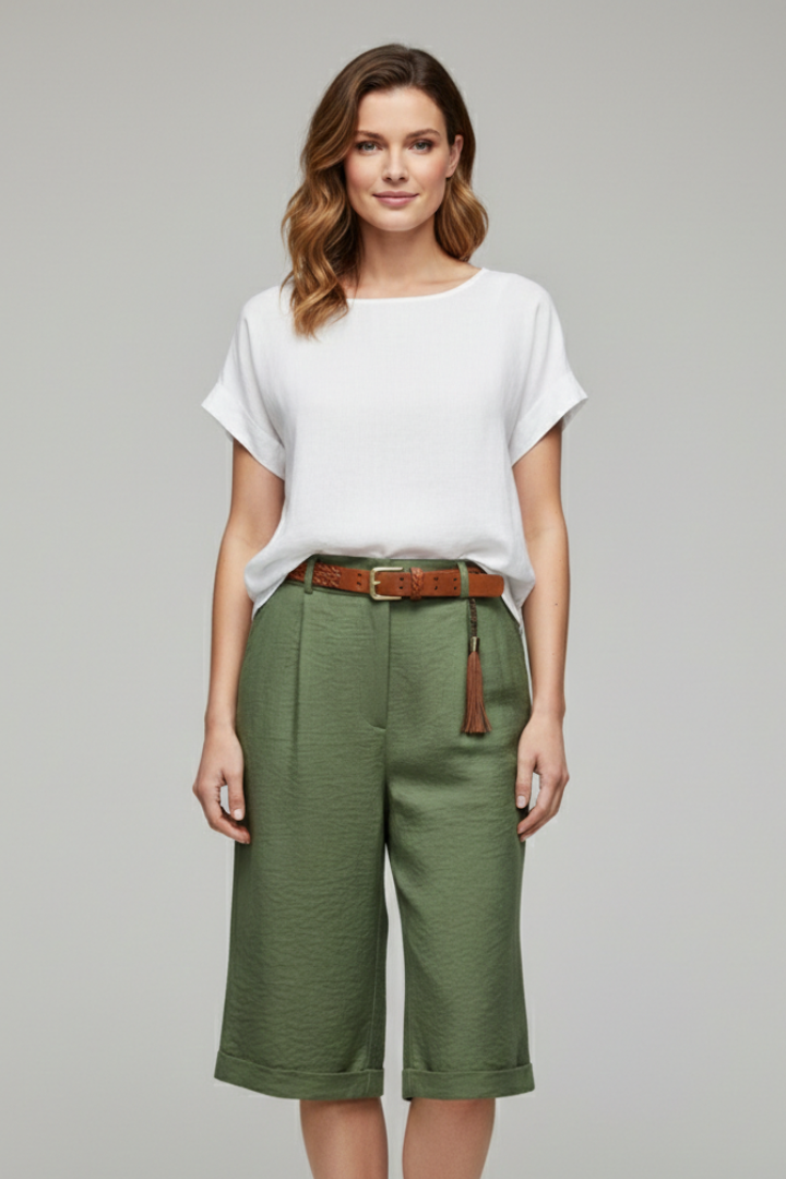 Women's Casual Cuffed High Waist Shorts