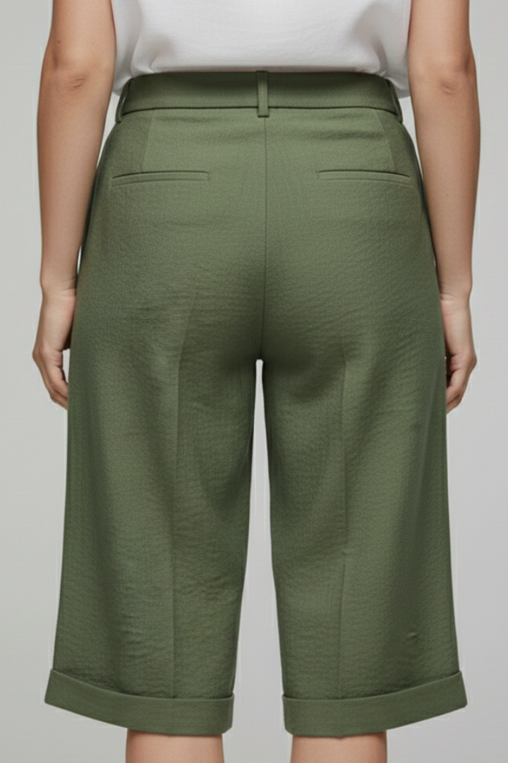 Women's Casual Cuffed High Waist Shorts