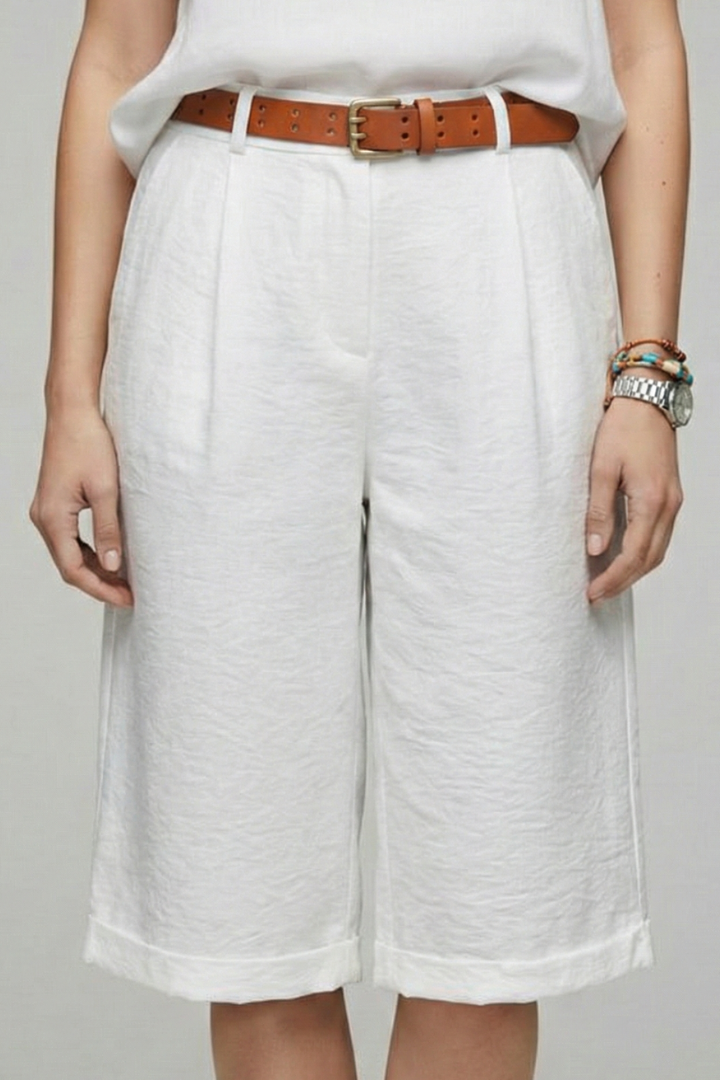 Women's Casual Cuffed High Waist Shorts