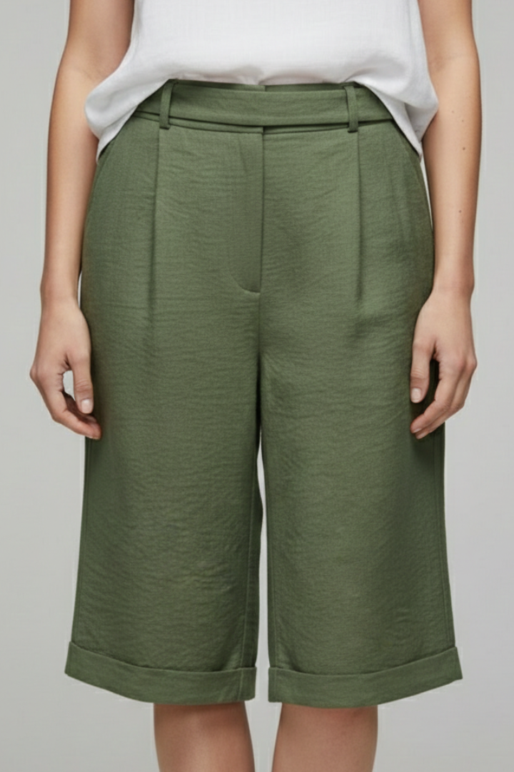 Women's Casual Cuffed High Waist Shorts