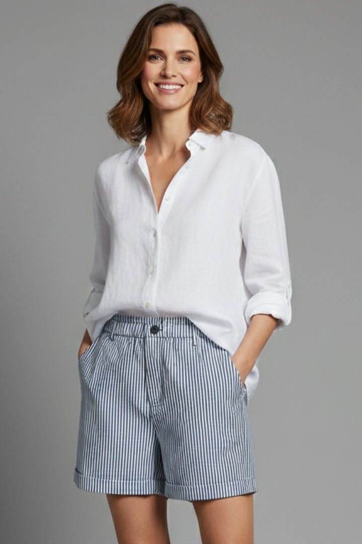Women's High Waist Striped Tailored Shorts