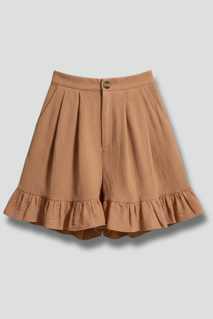 Women's Casual Ruffle Hem High Waist Shorts