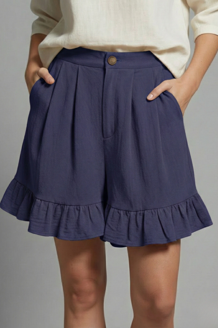 Women's Casual Ruffle Hem High Waist Shorts