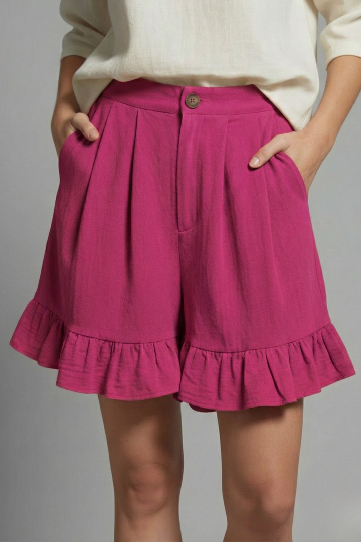 Women's Casual Ruffle Hem High Waist Shorts