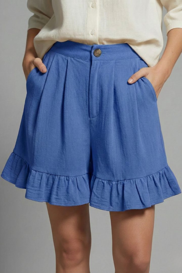 Women's Casual Ruffle Hem High Waist Shorts
