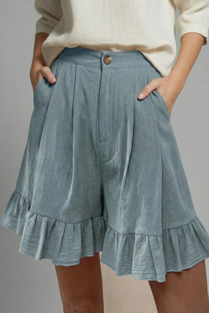Women's Casual Ruffle Hem High Waist Shorts