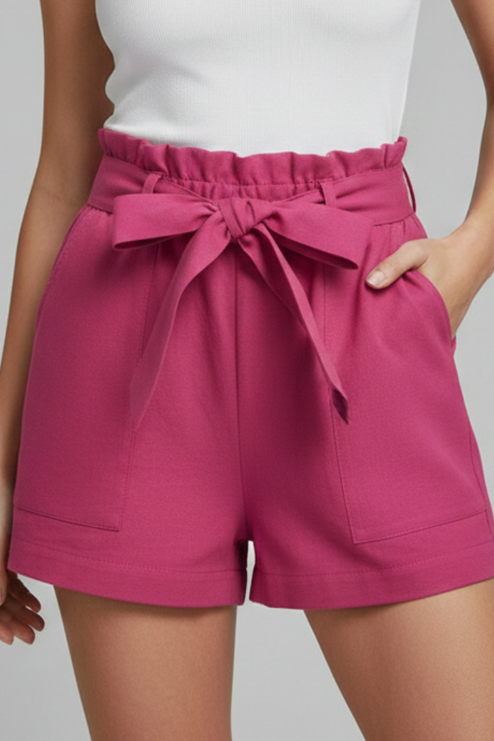 Women's Shorts Tie Waist Pockets Casual