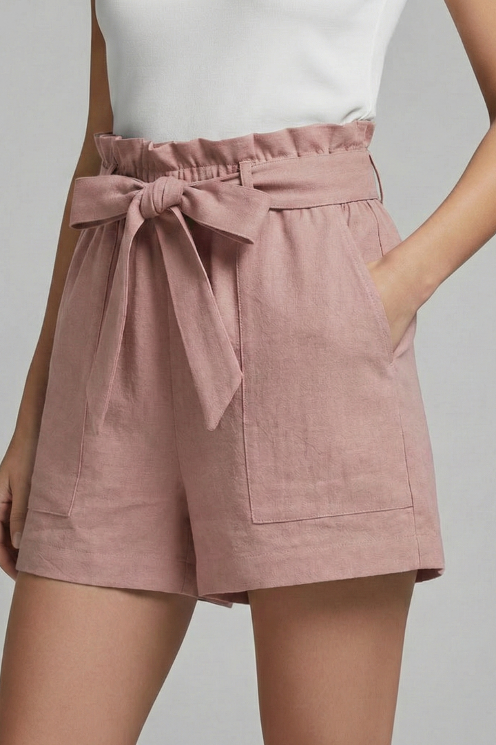 Women's Shorts Tie Waist Pockets Casual
