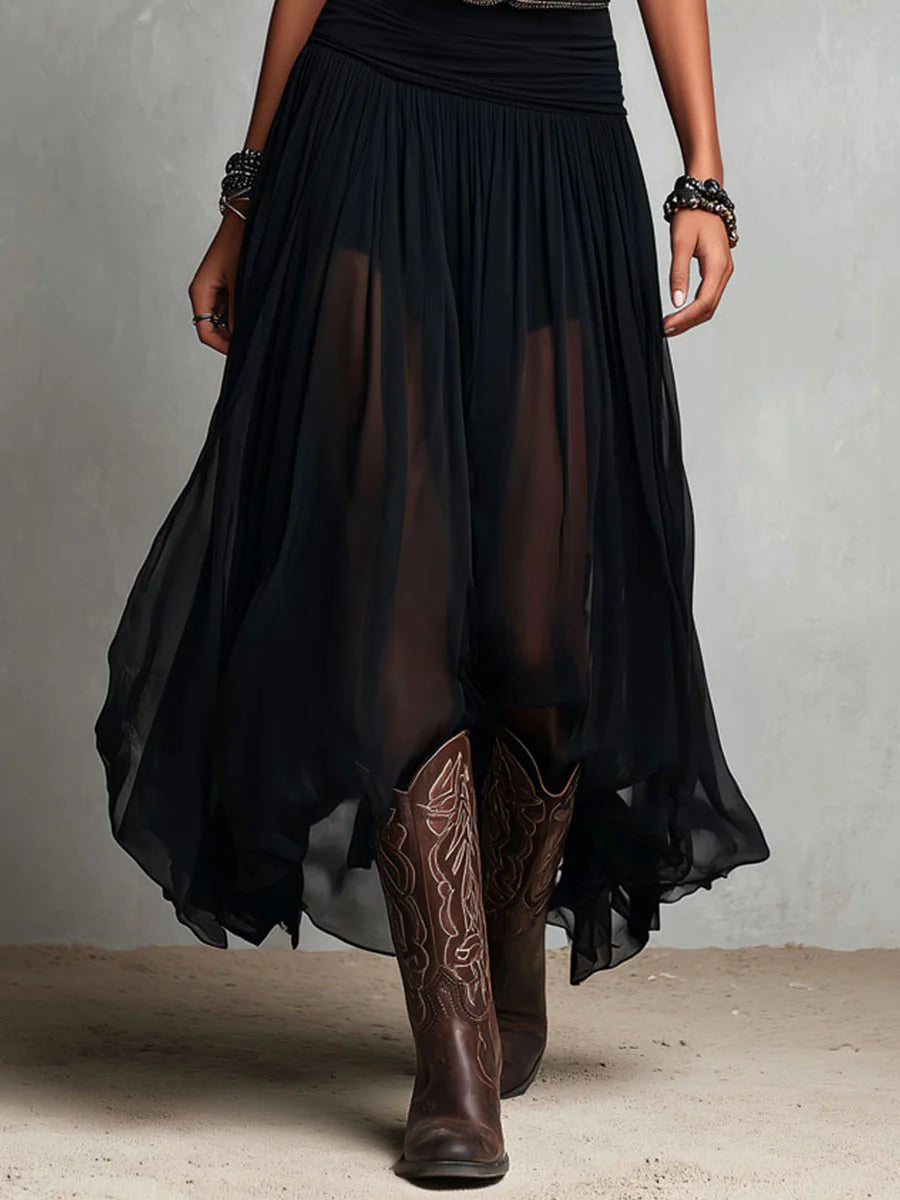 Women's Black Maxi Dress V-Neck Sleeveless Tulle Skirt Boho Casual 6