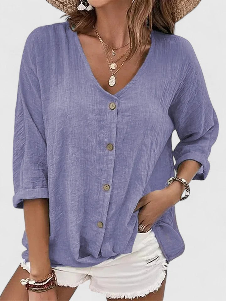 Women's Blouse V-Neck Casual Summer Top Lightweight Fabric