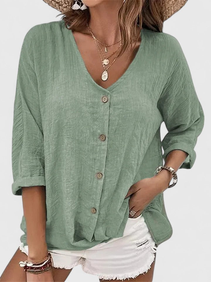 Women's Blouse V-Neck Casual Summer Top Lightweight Fabric