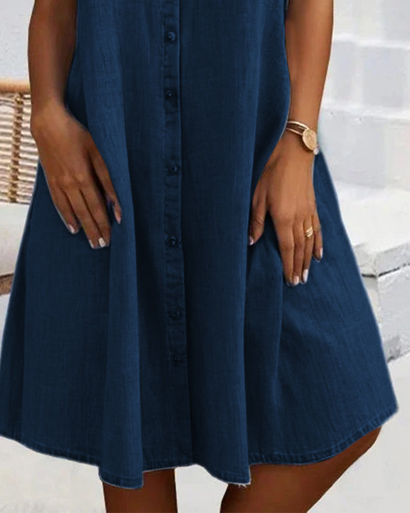 Women's Dress Lightweight Fabric Button-Down Casual Design with Rolled-Up Sleeves 8