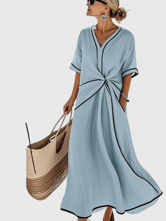 Women's Dress Lightweight Fabric Vertical Stripes Comfortable Fit Summer Dress 0