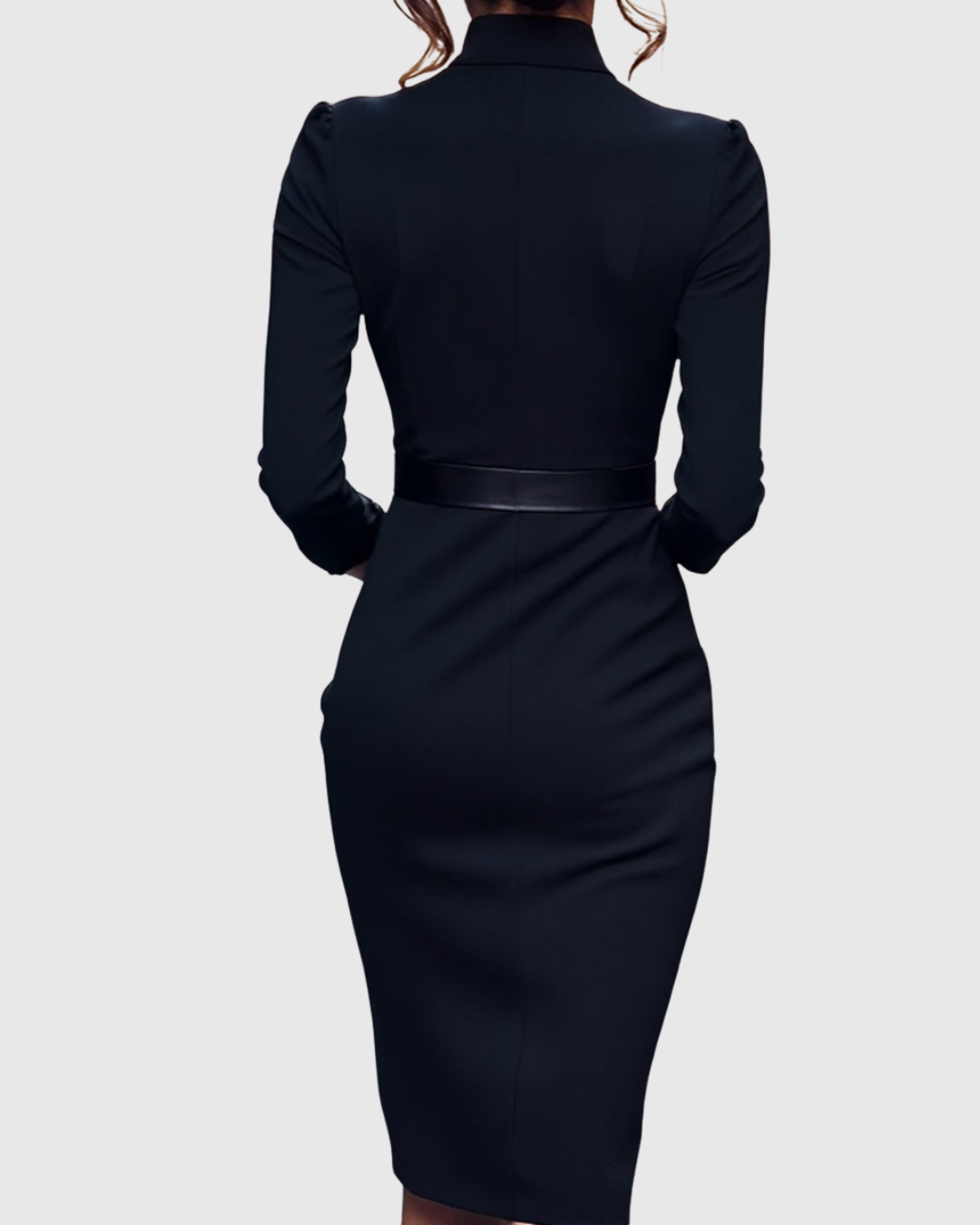 Women's Dress Polyester Mock Wrap Three-Quarter Sleeve Pencil Silhouette with Pockets 5
