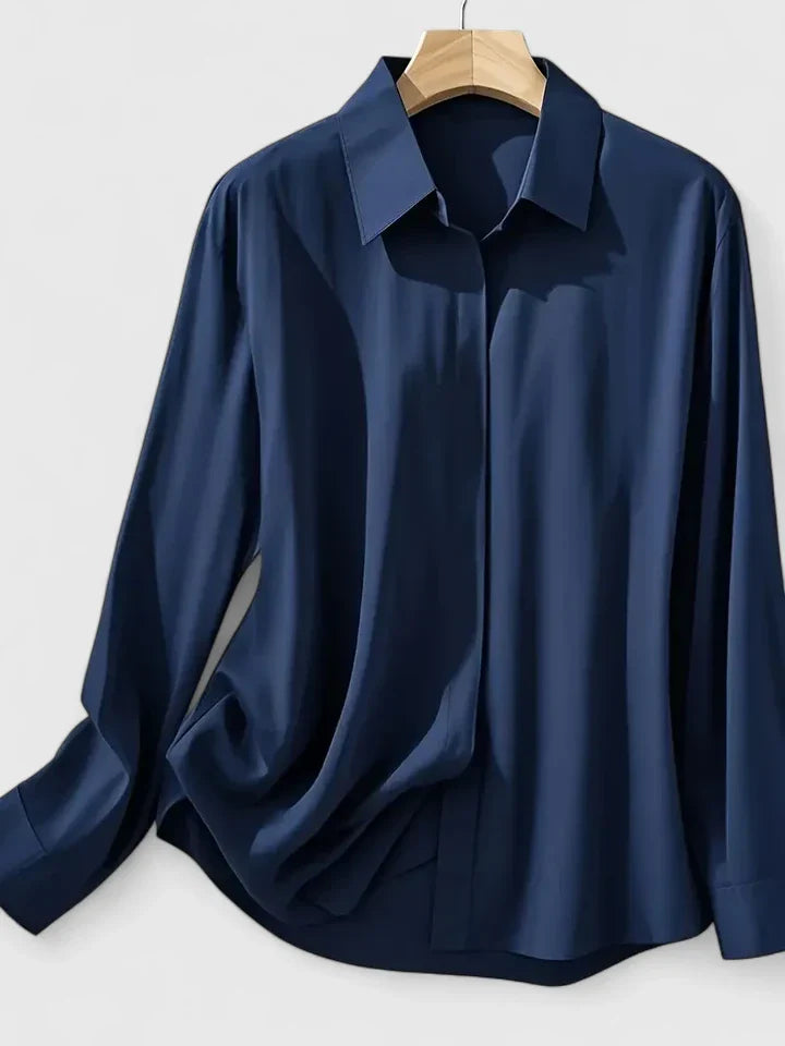 Women's Elegant Top with Button Closure and Relaxed Sleeves 4